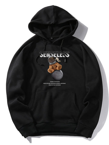 Space Bear Print Hoodie